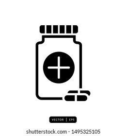 Capsule Bottle Icon Vector - Sign or Symbol