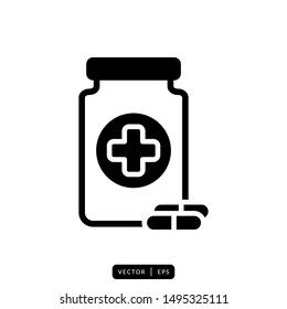 Capsule Bottle Icon Vector - Sign or Symbol