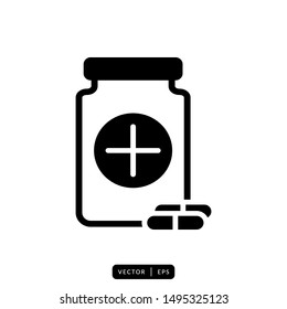 Capsule Bottle Icon Vector - Sign or Symbol