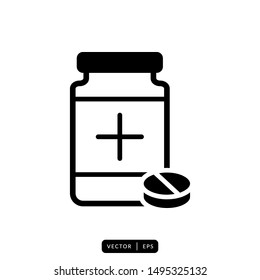 Capsule Bottle Icon Vector - Sign or Symbol
