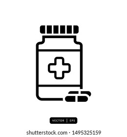 Capsule Bottle Icon Vector - Sign or Symbol