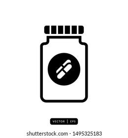 Capsule Bottle Icon Vector - Sign or Symbol