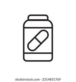 Capsule Bottle Outline Icon Vector Illustration