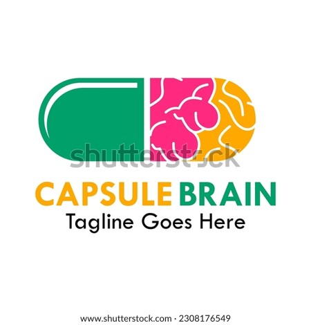 Capsule brain design logo template illustration