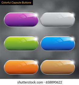 Capsule Buttons Colorful Vector design.