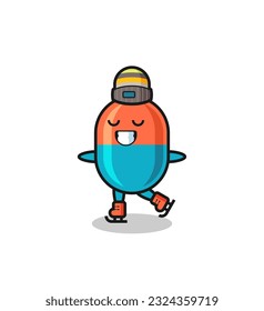 capsule cartoon as an ice skating player doing perform , cute style design for t shirt, sticker, logo element