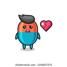 capsule cartoon illustration is broken heart , cute style design for t shirt, sticker, logo element