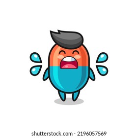 capsule cartoon illustration with crying gesture , cute style design for t shirt, sticker, logo element