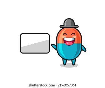 capsule cartoon illustration doing a presentation , cute style design for t shirt, sticker, logo element