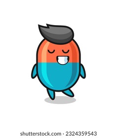 capsule cartoon illustration with a shy expression , cute style design for t shirt, sticker, logo element