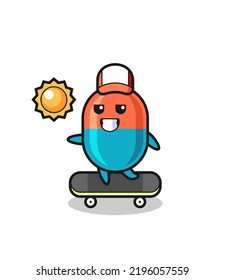 capsule character illustration ride a skateboard , cute style design for t shirt, sticker, logo element