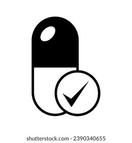 capsule with checkmark icon vector