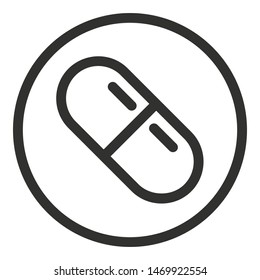 Capsule in circle icon. Outline capsule in circle vector icon for web design isolated on white background