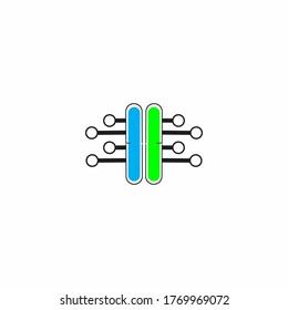 Capsule and circuit logo design - vector.