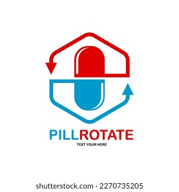 capsule circulation system vector logo design. Suitable for pharmacy, technology and health