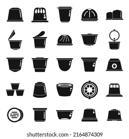 Capsule coffee icons set simple vector. Aroma pod. Strong coffee
