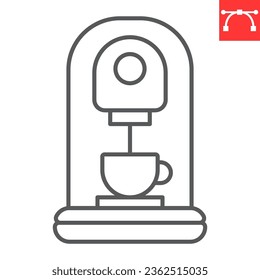 Capsule coffee machine line icon, espresso and drink, coffee maker vector icon, vector graphics, editable stroke outline sign, eps 10.