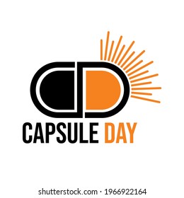Capsule day logo, logo with capsule and sun concept