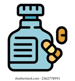 Kapseldiät Symbol Umrandung Vektorgrafik. Info-Gerät. Kalorienfarben