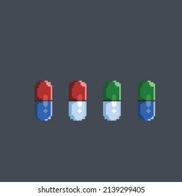 capsule with different color in pixel style
