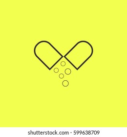 Capsule drug icon flat. Black pictogram on white background. Vector illustration symbol and bonus button