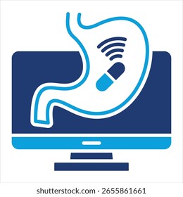 Capsule Endoscopy Flat Blue Icon Vector Illustration