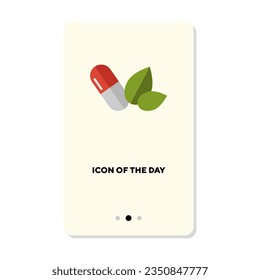 Capsule flat vector icon. Pill, leaves isolated sign. Treatment concept. Vector illustration symbol elements for web design and apps