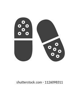 Capsule Glyph Vector Icon. Isolated on the White Background. Editable EPS file. Vector illustration.