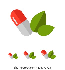 Capsule and green leaves