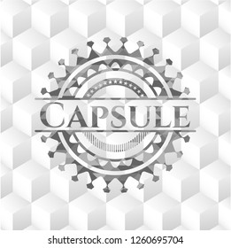 Capsule grey emblem with cube white background