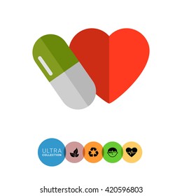 Capsule and Heart Line Icon