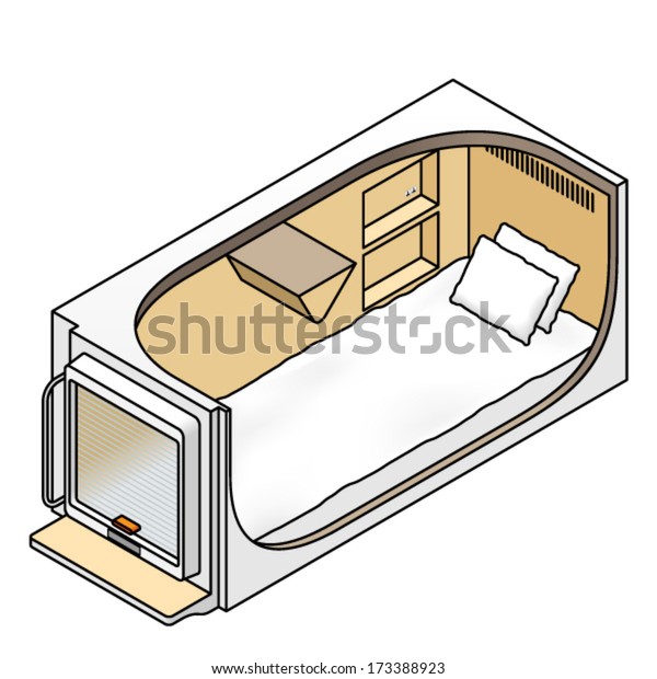 Capsule Hotel Capsule Cut Open Show 库存矢量图 免版税