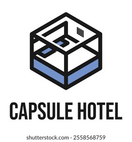 capsule hotel flat minimalist logo design