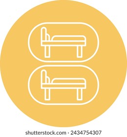 Capsule Hotel Vector Line Circle Icon Design