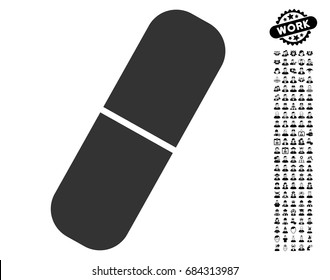 Capsule icon with black bonus professional images. Capsule vector illustration style is a flat gray iconic element for web design, app user interfaces.