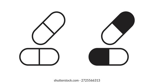Capsule icon in filled, thin line, stroke style for website and apps