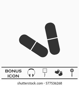 Capsule icon flat. Black pictogram on white background. Vector illustration symbol and bonus button