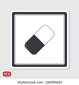 Capsule icon. Flat design style. Made vector illustration. Emblem or label with shadow.