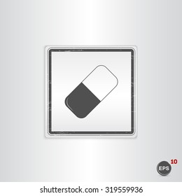 Capsule icon. Flat design style. Made vector illustration. Emblem or label with shadow.