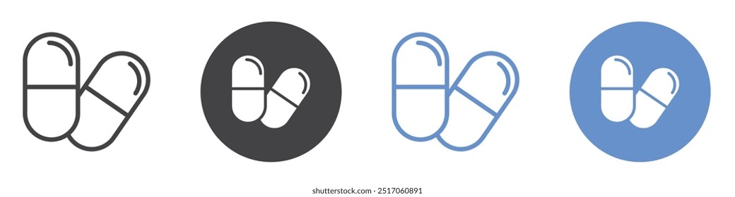 Capsule icon flat line symbol set.