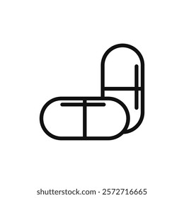 Capsule icon flat line symbol set.