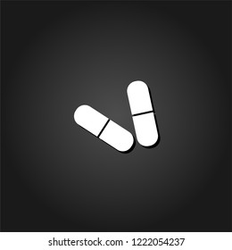 Capsule icon flat. Simple White pictogram on black background with shadow. Vector illustration symbol