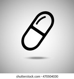 Capsule  icon. Flat style. Grey background. Vector illustration.
