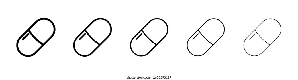 Grafikset für Kapselsymbol. trendige Strichlinienart