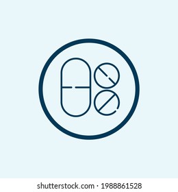 Kapselsymbol einzeln auf weißem Hintergrund aus der Sammlung von Coronavirus-Krankheiten. Kapselsymbol in dünner Linie Umriss Linearkapselsymbol für Logo, Web, App