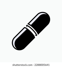Icono de la cápsula. Medicina, Símbolo del elemento Medicina de Enfermedad.  
