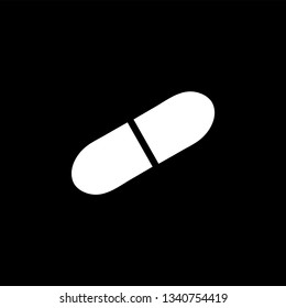 Capsule Icon On Black Background. Black Flat Style Vector Illustration.