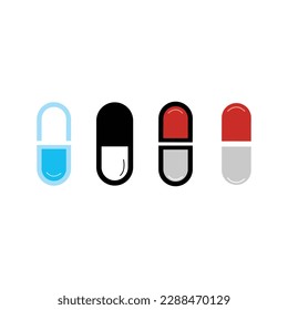 Kapselsymbol, Pillensymbol im trendigen, flachen Stil einzeln auf Hintergrund.