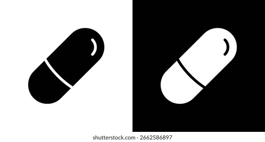 Capsule icon set in black glyph style. silhouette collection vector illustration.