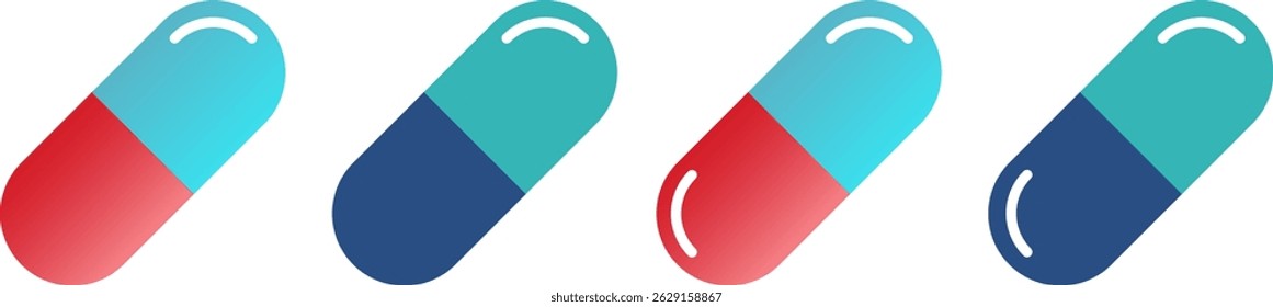 Capsule icon set. Medical Pills.  Healthcare Concept. pharmacy plasticine elements